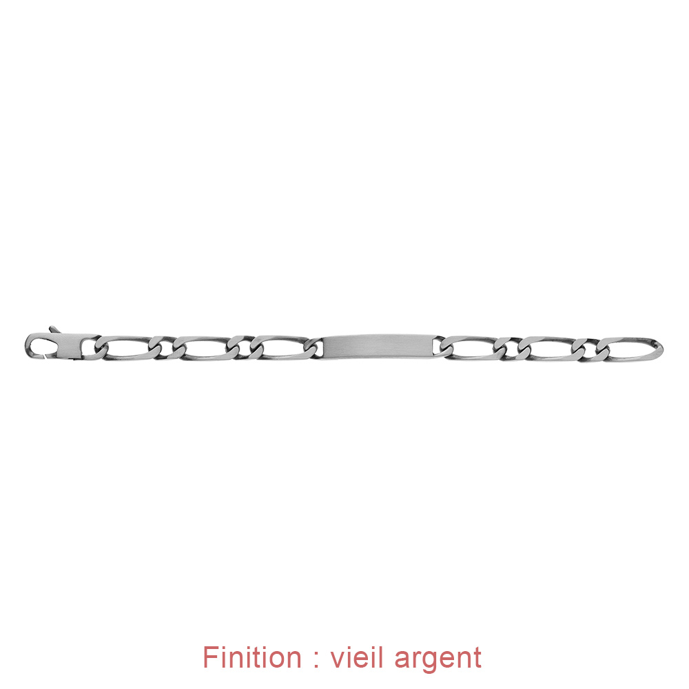 Gourmette en argent maille figaro 1+1 largeur 8mm et longueur 21cm - Vue 5