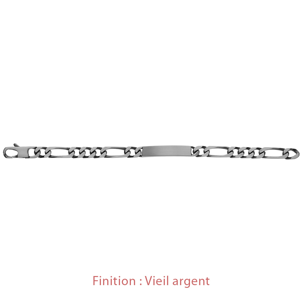 Gourmette en argent maille figaro 1+3 largeur 8mm et longueur 21cm - Vue 5