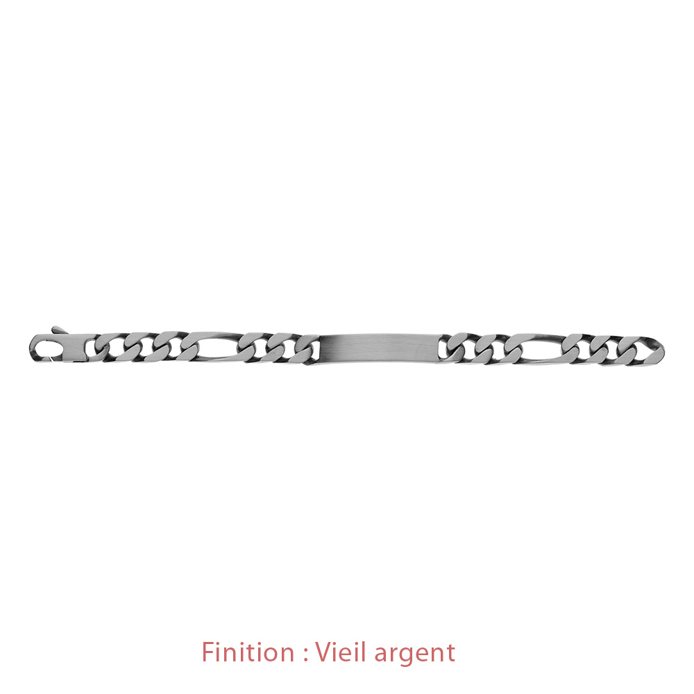 Gourmette en argent maille figaro 1+3 largeur 10mm et longueur 21cm - Vue 5