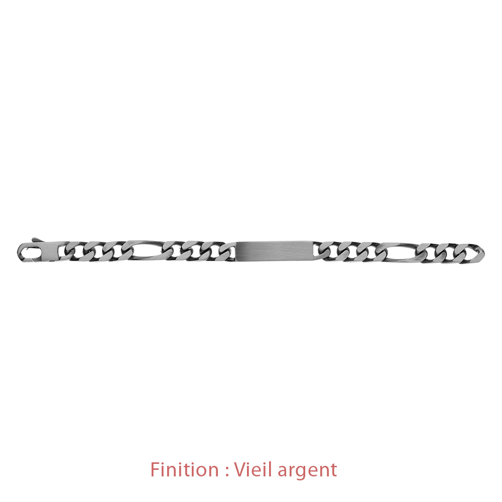 Gourmette en argent maille figaro 1+3 largeur 9mm et longueur 21cm - Vue 5