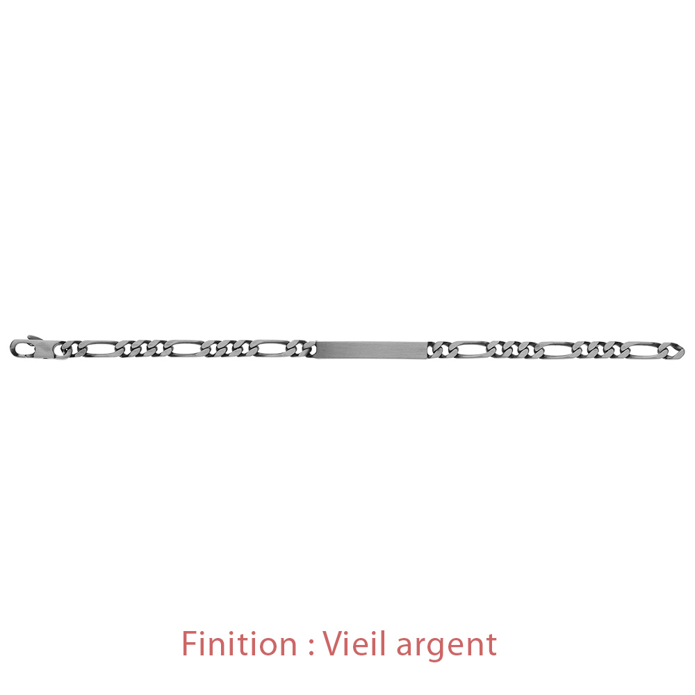 Gourmette en argent maille figaro 1+3 largeur 5mm et longueur 18cm - Vue 5