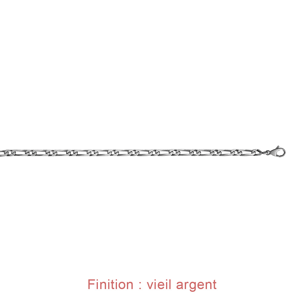 Cha�ne en argent mailles 1+1 largeur 4mm et longueur 50cm - Vue 5
