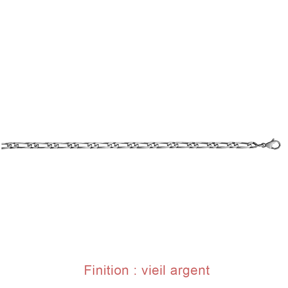 Cha�ne en argent mailles 1+1 largeur 4mm et longueur 55cm - Vue 5