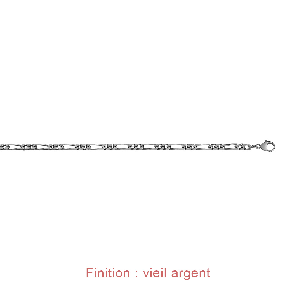 Cha�ne en argent mailles 1+2 largeur 4mm et longueur 50cm - Vue 5