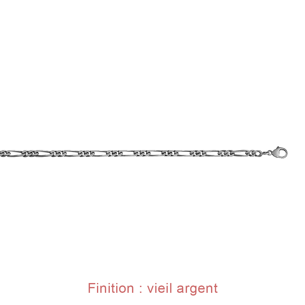 Cha�ne en argent mailles 1+2 largeur 4mm et longueur 55cm - Vue 5