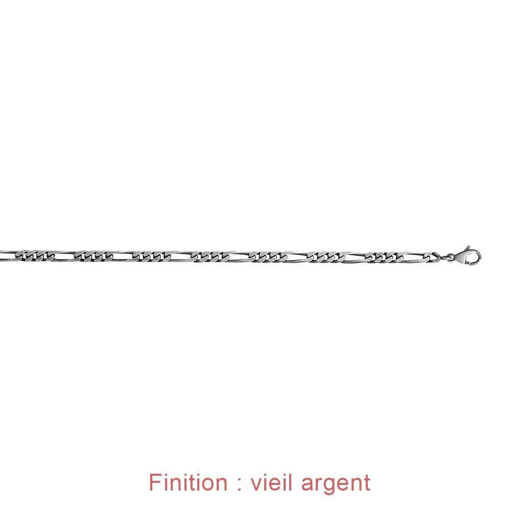 Cha�ne en argent mailles 1+3 largeur 4mm et longueur 50cm - Vue 5