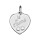 Pendentif en argent coeur grav Je t'aime et dcoup 2 petits coeurs