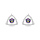 Boucles d'oreille en argent rhodi triangle avec oxyde arc en ciel mystique contour oxydes blancs et fermoir poussette