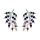 Boucles d'oreille en argent rhodi feuilleavec oxydes multicouleurs et fermoir poussette