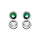 Boucles d'oreille en argent rhodi oxydes blanc et vert sertis clos et fermoir poussette