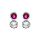 Boucles d'oreille en argent rhodi oxydes blanc et fuschia sertis clos et fermoir poussette