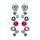 Boucles d'oreille en argent rhodi articulees multicouleurs et fermoir poussette