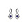Boucles d'oreille en argent rhodi motif infini avec oxyde bleu et blancs et fermoir poussette