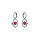 Boucles d'oreille en argent rhodi motif infini avec oxydes roses et blancs fermoir poussette