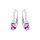 Boucles d'oreille en argent rhodi avec Amethyste et oxydes blancs sertis et fermoir dormeuse