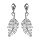 Boucles d'oreille pendantes en argent rhodi feuillage orn d'oxydes blancs sertis et fermoir ppoussette