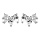 Boucles d'oreille en argent rhodi motif couronne orne d'oxydes blancs sertis et fermoir poussette