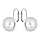 Boucles d'oreille en argent rhodi perle blanche de synthse 12mm et fermoir dormeuse