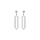 Boucles d'oreille en argent rhodi maillon rectanglaire suspendu avec oxydes blancs sertis et fermoir poussette