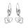 Boucles d'oreille en argent rhodi double coeur entrelac oxydes blancs sertis et fermoir dormeuse