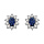 Boucles d'oreilles en argent rhodi collection joaillerie oxyde bleu au centre et petits oxydes blancs autour et fermoir poussette