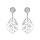 Boucles d'oreille en argent rhodi goutte motif feuillage suspendue et fermoir poussette