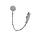 Boucles d'oreille Ear Cuff en argent rhodi crole 12mm avec chanette et puce pavs d'oxydes blancs ( l'unit)