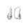 Boucles d'oreille en argent rhodi grosse pierre blanche avec contour d'oxydes blancs sertis t fermoir dormeuse