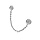 Boucles d'oreille Ear Cuff en argent rhodi double oxyde blanc avec chanette ( l'unit) fermoir poussette