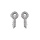 Boucles d'oreille en argent rhodi clef pave d'oxydes blancs sertis et fermoir poussette