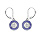 Boucles d'oreille en argent rhodi rond suspendu avec oxyde blanc et contour oxydes rectangulaires bleus et fermoir dormeuse