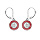 Boucles d'oreille en argent rhodi rond suspendu avec oxyde blanc et contour oxydes rectangulaires roses et fermoir dormeuse