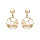 Boucles d'oreille en argent et dorure jaune anneau suspendu 15mm ajourée avec motif feuille et fermoir poussette