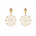 Boucles d'oreille en argent et dorure jaune mandala suspendu 23mm et fermoir poussette