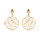 Boucles d'oreille en argent et dorure jaune anneau suspendu ajoure 15mm motif feuillage stylis et fermoir poussette