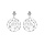 Boucles d'oreille en argent rhodi anneau suspendu ajoure 23mm motif vgtal et fermoir poussette