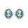 Boucles d'oreille en argent rhodi Came sur fond bleu et fermoir poussette