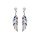 Boucles d'oreille en argent rhodi pendante avec plume et oxydes multi couleurs et fermoir poussette