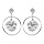 Boucles d'oreille pendantes en argent rhodi anneau suspendu avec pastille monnaie grecque finition antique et fermoir poussette