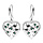 Boucles d'oreille en argent rhodi coeur avec arbre de vie empierr pierres vertes suspendu et fermoir cochet