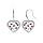 Boucles d'oreille en argent rhodi coeur suspendu avec arbre de vie empierr pierres rouges et fermoir crochet