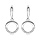Boucles d'oreille pendantes en argent rhodi massif cercle avec oxydes blancs et fermoir poussette