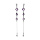 Boucles d'oreille en argent rhodié massif pendantes avec oxydes ronds violets et chaînette fermoir poussette