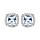 Boucles d'oreille en argent rhodi massif collection joaillerie Topaze bleue ple avec oxydes blancs et fermoir poussette