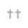 Boucles d'oreille en argent rhodi croix avec oxydes blancs sertis dim 6mm x 3 mm et fermoir poussette