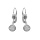 Boucles d'oreille en argent rhodi pastille pave d'oxydes blancs sertis et ferrmoir poussette