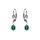 Boucles d'oreille dormeuse en argent rhodi oxyde central vert entour d'oxydes blancs 7.5mm x 9.5mm