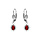 Boucles d'oreille dormeuse en argent rhodi oxyde central rouge entour d'oxydes blancs 7.5mm x 9.5mm