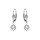Boucles d'oreille dormeuse en argent rhodi avec oxyde central blanc entour d'oxydes blancs 7.5mm x 9.5mm