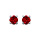 Boucles d'oreilles en argent rhodi avec pierre rouge ronde 5mm 4 griffes et fermoir poussette